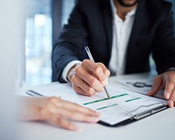 People go over paperwork