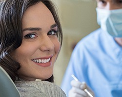 A woman at her dental appointment.